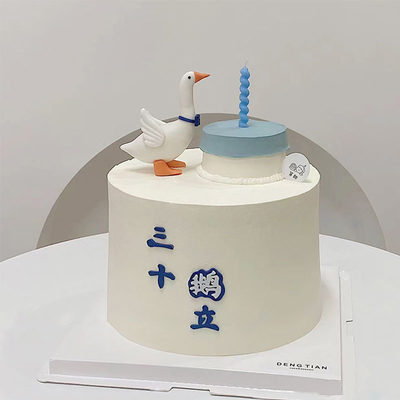 天鹅生日蛋糕装饰摆件