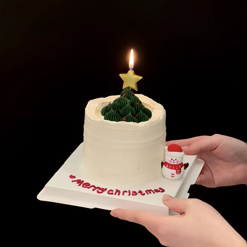 星星蜡烛圣诞节蛋糕装饰摆件雪人五角星蜡烛蛋糕插件圣诞快乐插牌