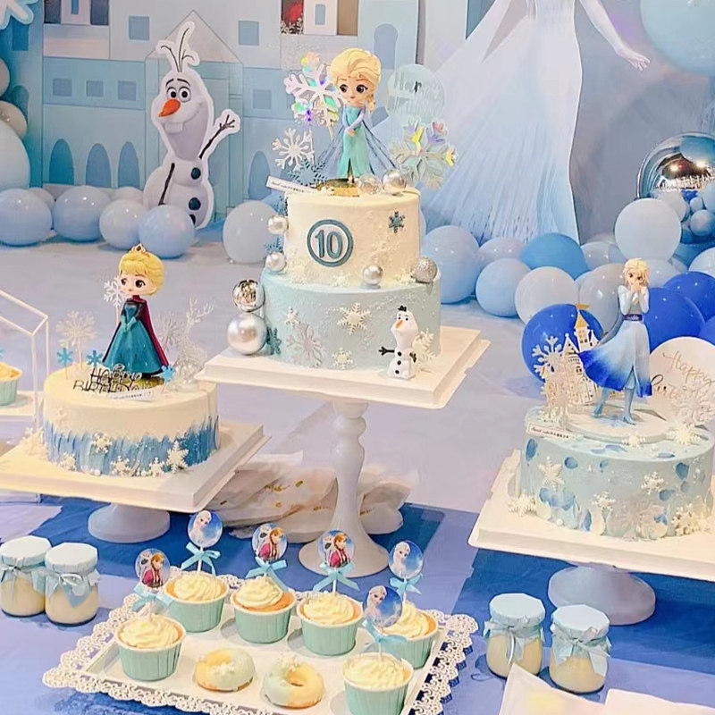 爱莎公主甜品台插件艾莎主题蛋糕装饰摆件女孩生日宝宝冰雪奇缘