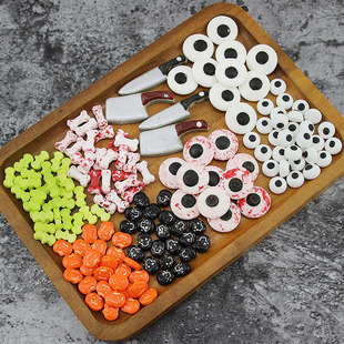 万圣节卡通小眼睛装饰糖珠摆件魔法帽南瓜血骨头眼珠纸杯蛋糕糖果