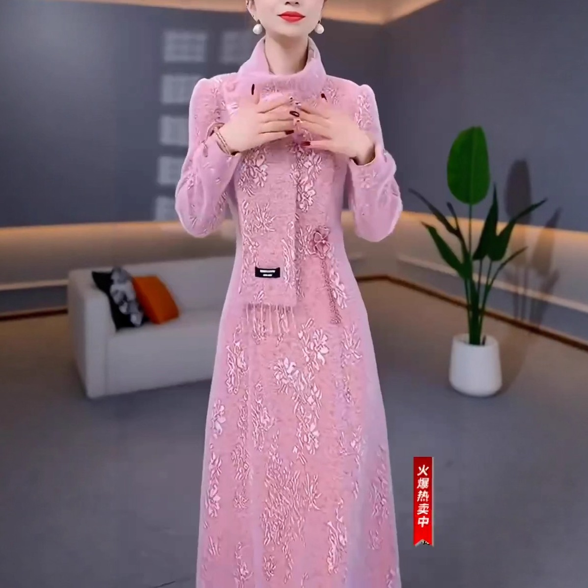 复古重工提花改良旗袍优雅连衣裙