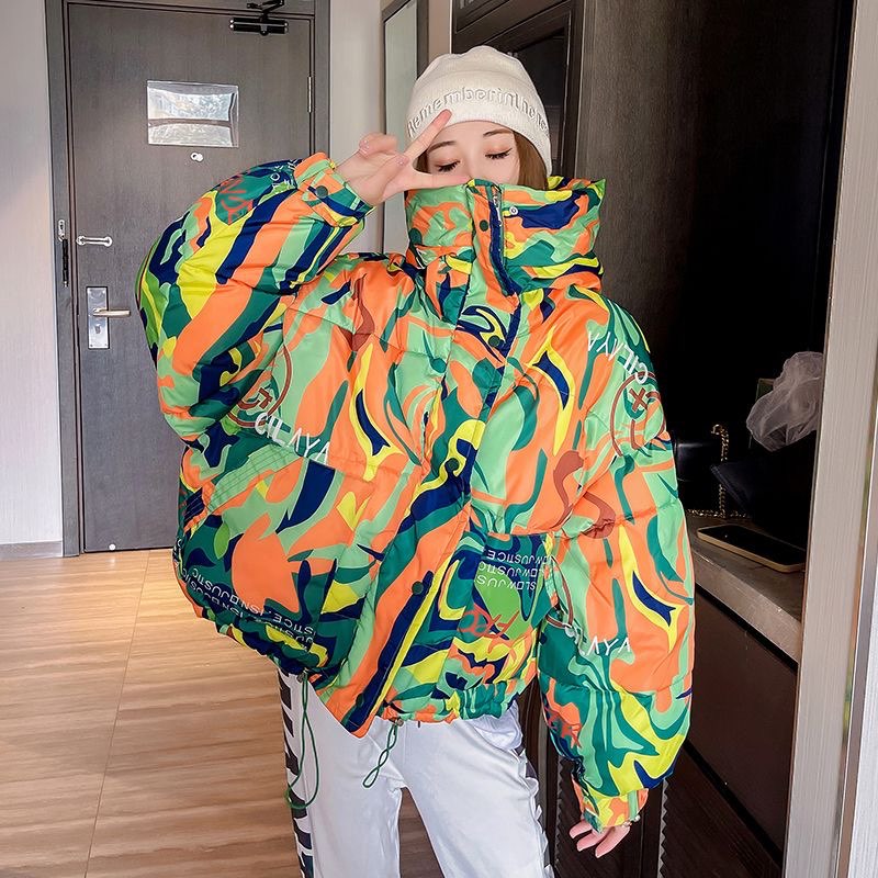 小个子羽绒棉服连帽彩色棉袄外套