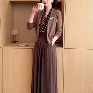 半身裙两件套女气质优雅套装 轻奢高级感针织假两件上衣 时尚 秋季