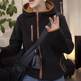 秋冬高端时尚 外套 轻奢高级感600g加厚双面奥粒绒连帽防风保暖开衫