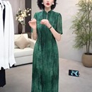 夏季 复古改良旗袍过膝长裙女气质收腰显瘦遮肉连衣裙 高端时尚 中式
