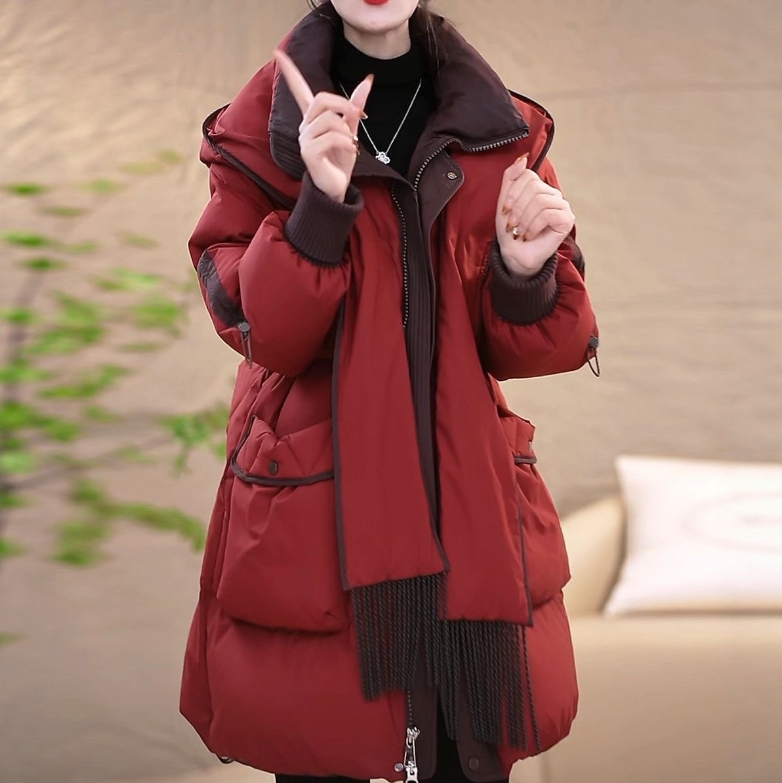 高档专柜轻奢精纺羽绒棉服外套女