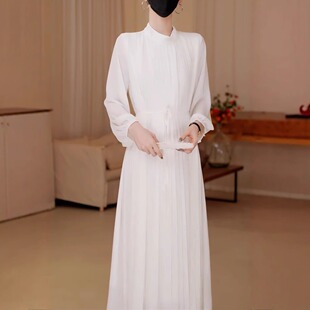 高级感百褶宽松长裙女百搭显瘦休闲连衣裙 法式 2025春夏季 高奢新款
