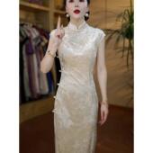 高端时尚 中国风复古改良旗袍长裙女气质收腰显瘦老上海过膝连衣裙