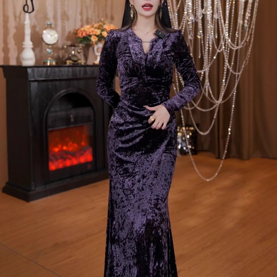 名媛显瘦遮肉减龄百搭优雅连衣裙