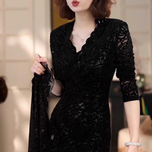 春夏御姐风情万种重工刺绣长裙高端精致轻奢高级感蕾丝绣花连衣裙