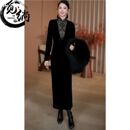 金丝绒长袖 春秋高端奢华气质改良旗袍广州十三行 连衣裙女2025新款