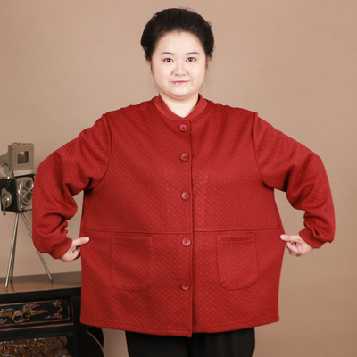 中老年加大休闲外套上衣压纹显瘦