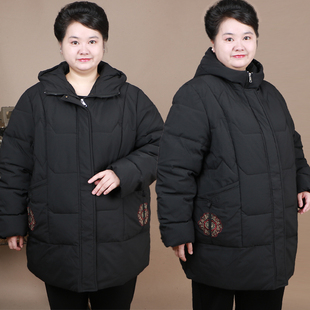 胖妈妈宽松棉袄刺绣2024新款 棉服 冬奶奶加厚上衣中老年加肥加大码
