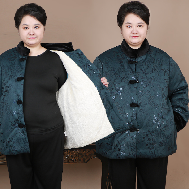 80岁老年人特体加肥加大码冬装外套加绒胖奶奶厚棉袄70老太太棉衣