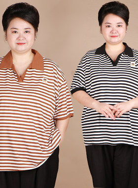 特大码短袖T恤显瘦中老年夏装女