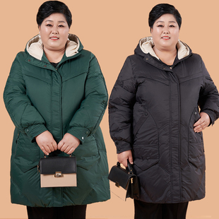 超大号中长款 300斤中老年特大码 女装 冬装 胖妈妈棉衣 羽绒服妈妈款