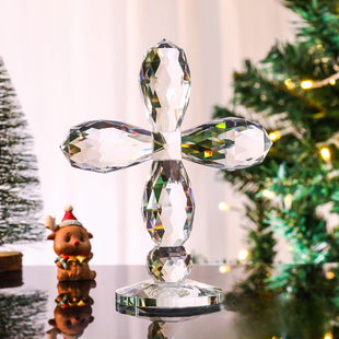 2024新款水晶十字架光影摆件简约家居装饰办公室桌面柜台玄关摆设