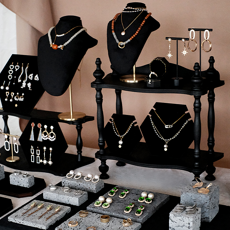 创意黑色多层饰品陈列收纳道具