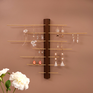 首饰展示架上墙壁挂式胡桃木用耳环饰品架子展示架店铺