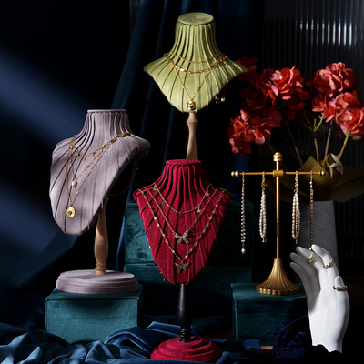 首饰展示架绒布半身胸膜项链架