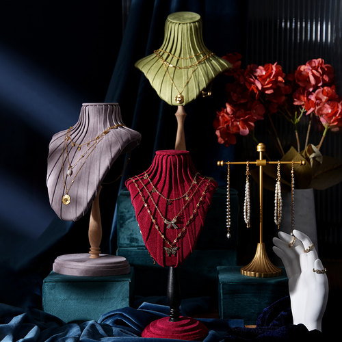 首饰展示架绒布半身胸膜项链架