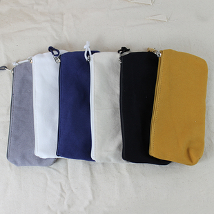 帆布纯色日系笔袋耐脏简约男女学生文具盒大容量小众零钱收纳包袋