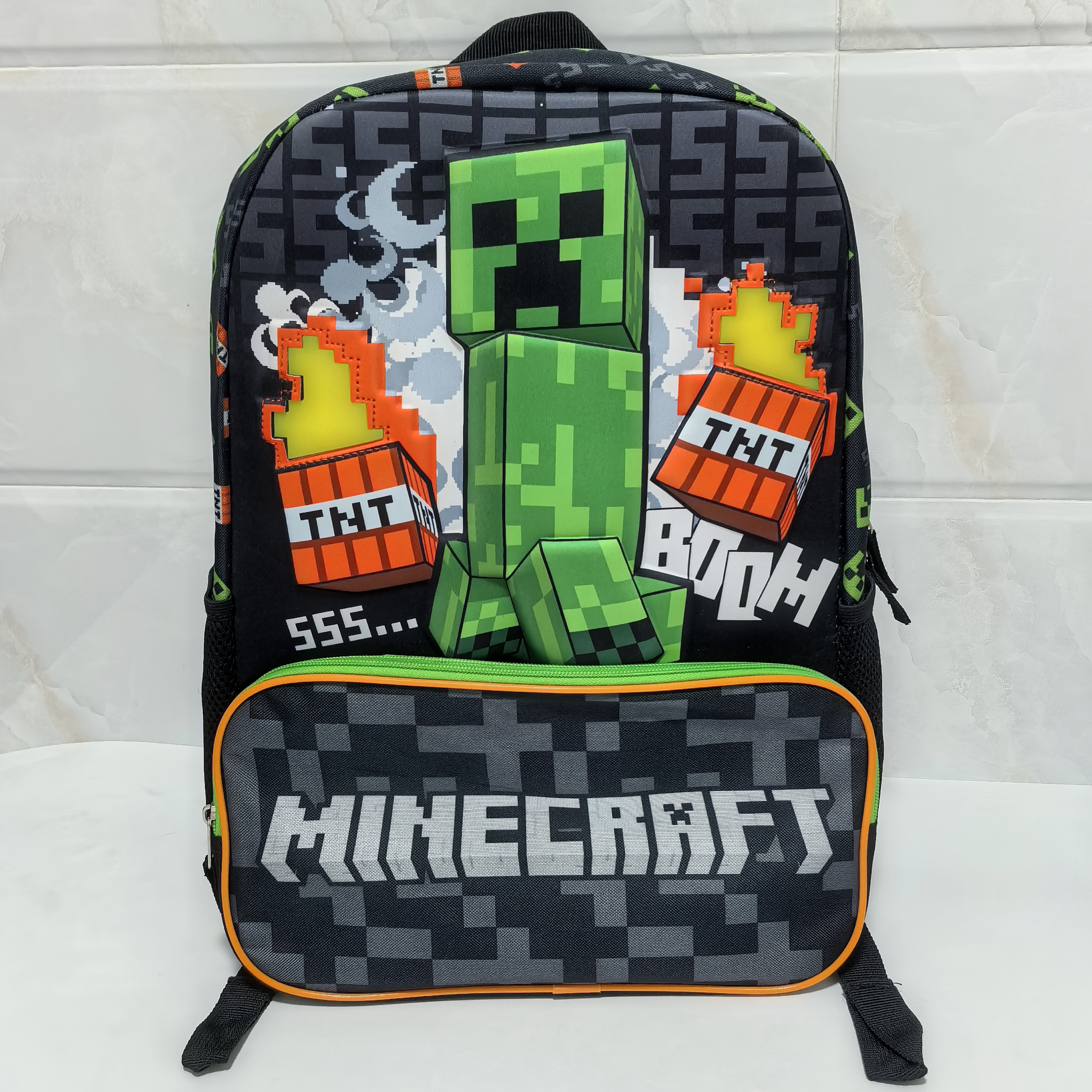 外贸出口 个性卡通我的世界3D硬壳会亮灯书包 背包 双肩包