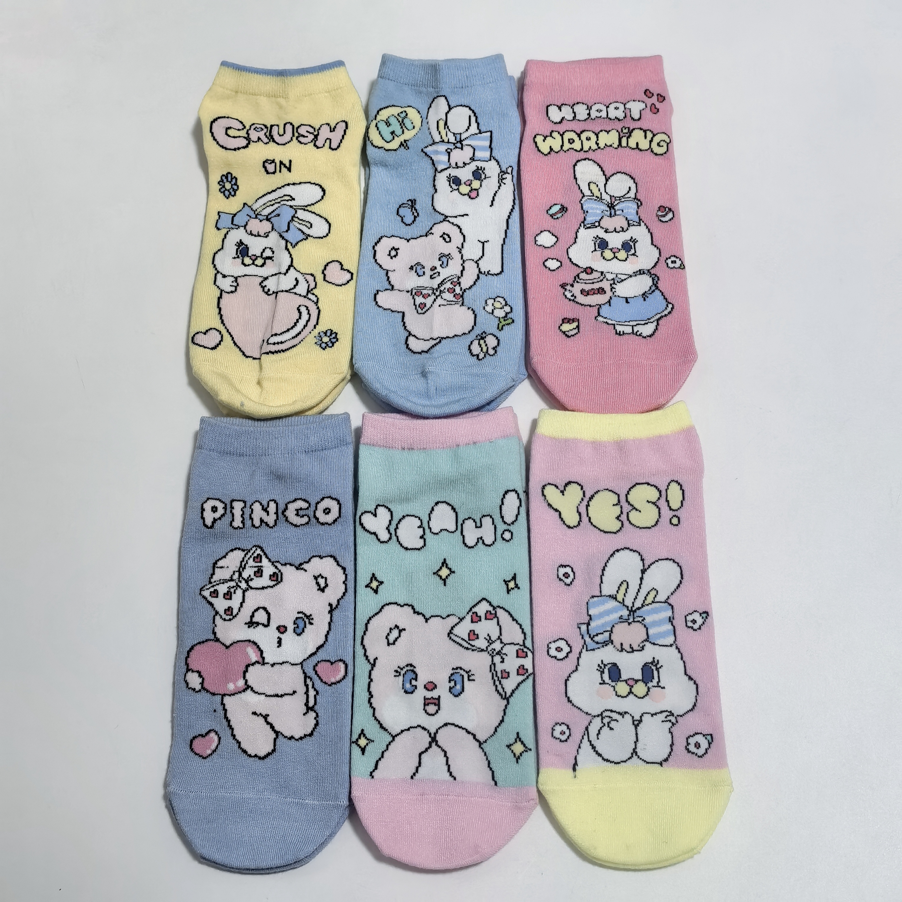 日单 可爱卡通小熊小兔 成人袜子 短袜