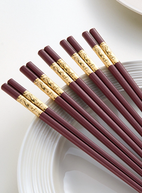 筷子家用高端防滑高颜值红色喜庆高档轻奢风合金筷子家庭2026新款