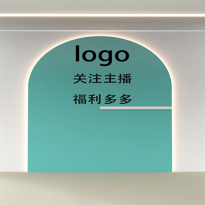新款蓝色直播间背景墙男装轻奢品牌网红主播拍摄高清3d立体背景布
