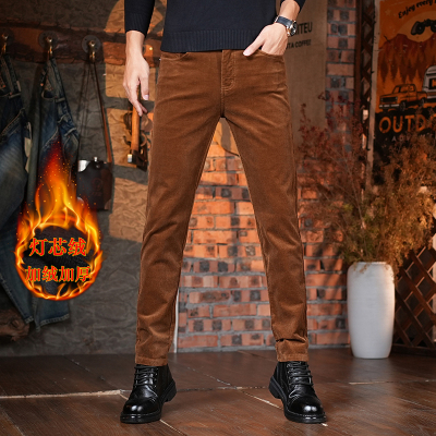 欧货高端灯芯绒棕色休闲裤