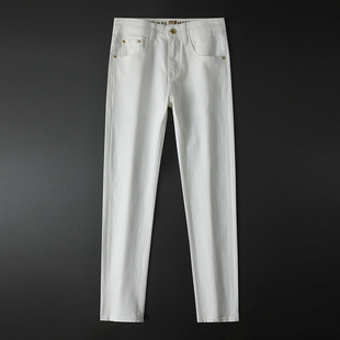 高端黑色三防牛仔裤男款秋冬季修身直筒弹力潮流休闲百搭长裤子男