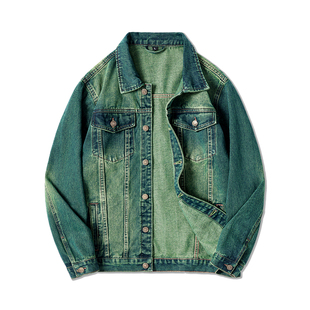 春秋季复古牛仔套装男款怀旧夹克外套男一整套休闲帅气牛仔长裤子