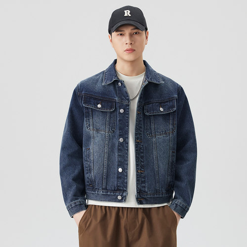春秋男工装牛仔短款夹克
