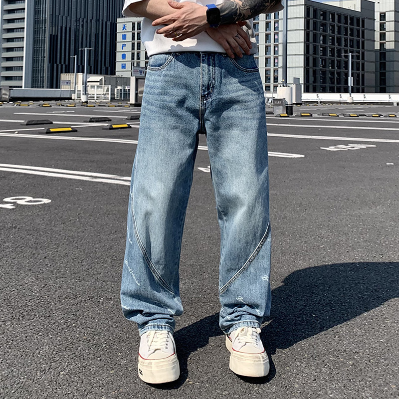 稻草青依vibe弯刀宽松牛仔裤