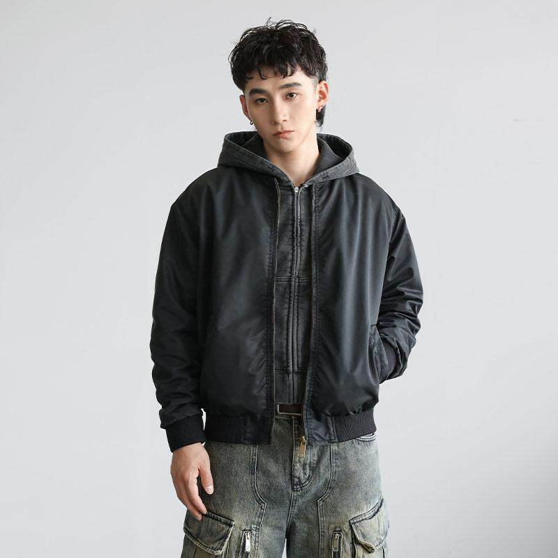 美式复古水洗山系户外休闲上衣高街棒球领飞行员夹克外套男款潮牌