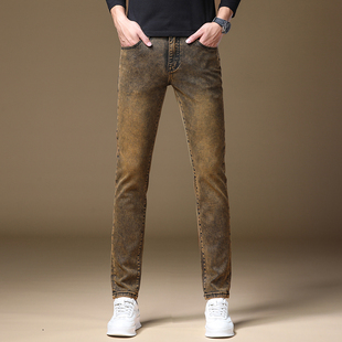 高端潮牌复古欧货牛仔裤男款秋冬季修身小脚裤痞帅炸街百搭长裤子