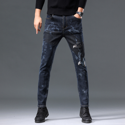 美式高街涂鸦牛仔裤男士春秋季