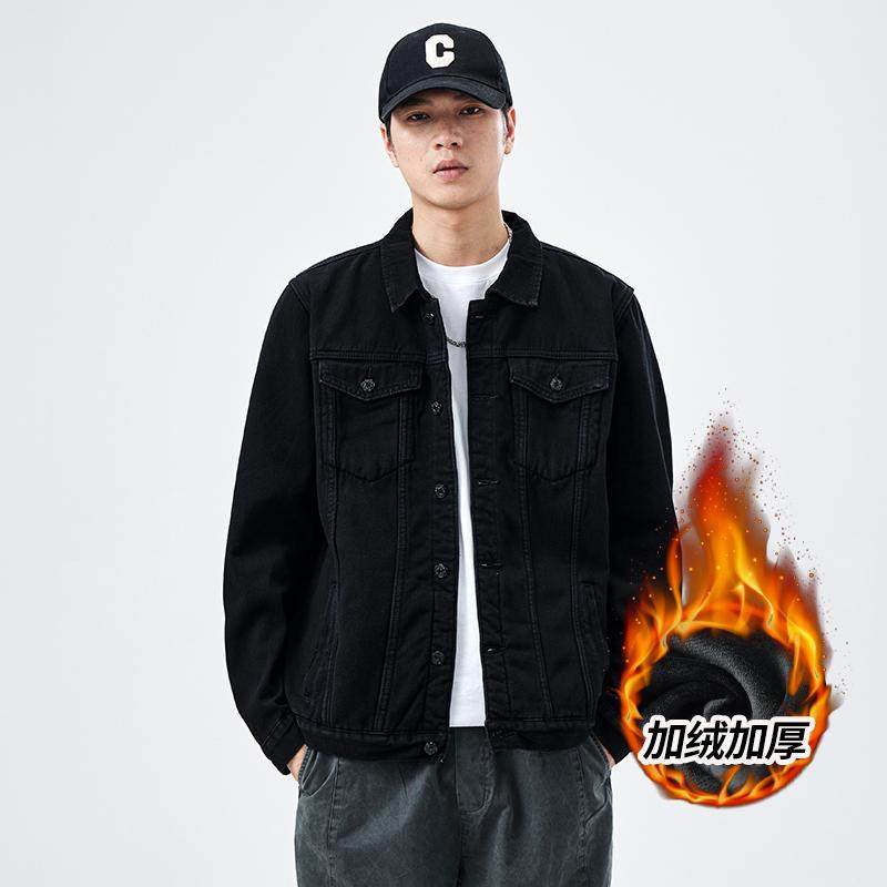 冬季外套男款加绒加厚牛仔外套男潮牌男士秋冬夹克牛仔衣宽松休闲