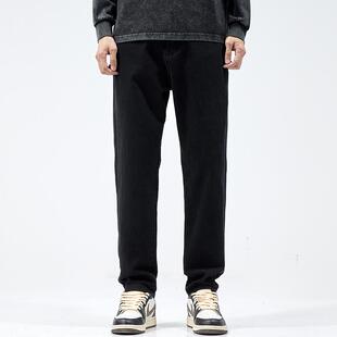 美式复古黑色牛仔裤男款潮牌宽松直筒高街潮流痞帅百搭休闲长裤子