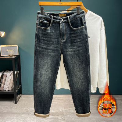 高端弹力牛仔裤男款修身直筒长裤