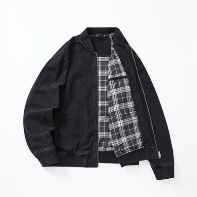 高品质潮牌复古拉链立领夹克