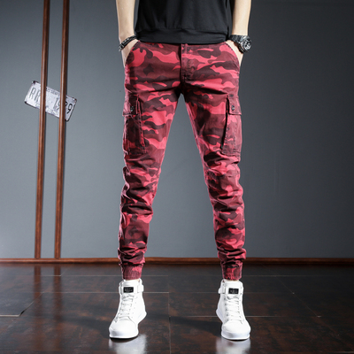 春秋季迷彩口袋韩版工装裤男潮