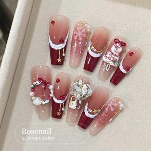 圣诞节穿戴甲 | MerryChristmas~链条钻雪花穿戴美甲手工美甲451