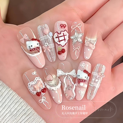 华夫饼KT甜美可拆卸假指甲