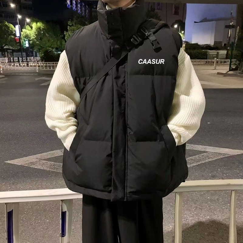 立领棉马甲男生秋冬季潮流百搭坎肩外套学生宽松休闲保暖加厚棉袄