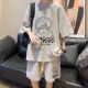 青少年薄款 华夫格短袖 2026新款 男夏季 宽松休闲运动一整套 T恤套装
