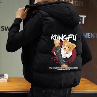 坎肩背心加厚保暖棉服外套 马甲男女秋冬立领大码 2024潮牌美式 大码