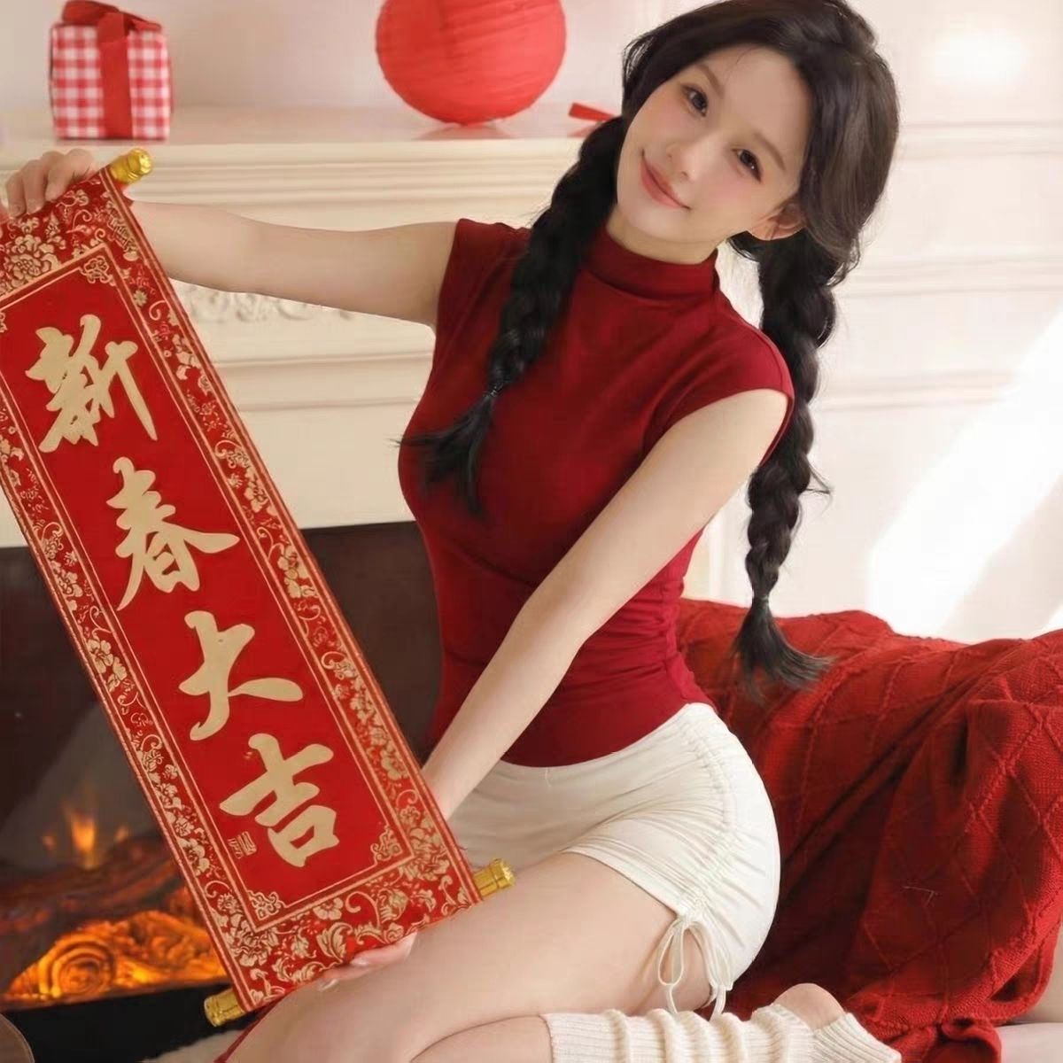 红色瑜伽服上衣高级感无袖背心运动普拉提外穿绝美健身上衣