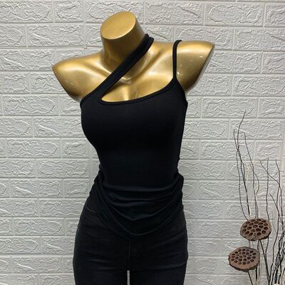 设计感十足!自制回馈!韩国性感斜肩吊带修身显身材背心打底上衣